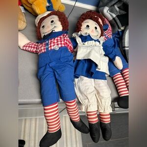Classic Raggedy Ann & Andy Doll Set with Blue Outfits